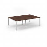 Connex Scalloped 2400 x 1600 x 725mm Back to Back Desk ( 4 x 1200mm ) - White Frame / Walnut Top SCO2416-WH-W