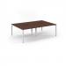 Connex Scalloped 2400 x 1600 x 725mm Back to Back Desk ( 4 x 1200mm ) - White Frame / Walnut Top SCO2416-WH-W