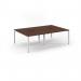 Connex Scalloped 2400 x 1600 x 725mm Back to Back Desk ( 4 x 1200mm ) - White Frame Walnut Top SCO2416-WH-W
