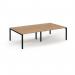 Connex Scalloped 2800 x 1600 x 725mm Back to Back Desk ( 4 x 1400mm ) - Black Frame Beech Top SCO2816-K-B