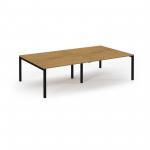 Connex Scalloped 2800 x 1600 x 725mm Back to Back Desk ( 4 x 1400mm ) - Black Frame / Oak Top SCO2816-K-O