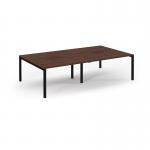 Connex Scalloped 2800 x 1600 x 725mm Back to Back Desk ( 4 x 1400mm ) - Black Frame Walnut Top SCO2816-K-W