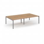 Connex Scalloped 2800 x 1600 x 725mm Back to Back Desk ( 4 x 1400mm ) - Silver Frame / Beech Top SCO2816-S-B