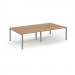 Connex Scalloped 2800 x 1600 x 725mm Back to Back Desk ( 4 x 1400mm ) - Silver Frame / Beech Top SCO2816-S-B