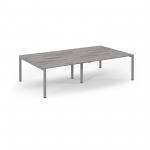 Connex Scalloped 2800 x 1600 x 725mm Back to Back Desk ( 4 x 1400mm ) - Silver Frame / Grey Oak Top SCO2816-S-GO