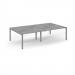 Connex Scalloped 2800 x 1600 x 725mm Back to Back Desk ( 4 x 1400mm ) - Silver Frame / Grey Oak Top SCO2816-S-GO