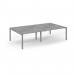 Connex Scalloped 2800 x 1600 x 725mm Back to Back Desk ( 4 x 1400mm ) - Silver Frame Grey Oak Top SCO2816-S-GO