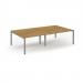 Connex Scalloped 2800 x 1600 x 725mm Back to Back Desk ( 4 x 1400mm ) - Silver Frame / Oak Top SCO2816-S-O