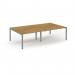 Connex Scalloped 2800 x 1600 x 725mm Back to Back Desk ( 4 x 1400mm ) - Silver Frame Oak Top SCO2816-S-O