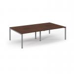 Connex Scalloped 2800 x 1600 x 725mm Back to Back Desk ( 4 x 1400mm ) - Silver Frame Walnut Top SCO2816-S-W