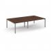 Connex Scalloped 2800 x 1600 x 725mm Back to Back Desk ( 4 x 1400mm ) - Silver Frame Walnut Top SCO2816-S-W