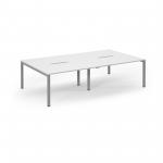 Connex Scalloped 2800 x 1600 x 725mm Back to Back Desk ( 4 x 1400mm ) - Silver Frame / White Top SCO2816-S-WH