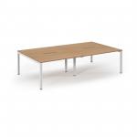 Connex Scalloped 2800 x 1600 x 725mm Back to Back Desk ( 4 x 1400mm ) - White Frame / Beech Top SCO2816-WH-B