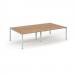 Connex Scalloped 2800 x 1600 x 725mm Back to Back Desk ( 4 x 1400mm ) - White Frame / Beech Top SCO2816-WH-B