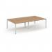Connex Scalloped 2800 x 1600 x 725mm Back to Back Desk ( 4 x 1400mm ) - White Frame Beech Top SCO2816-WH-B