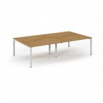 Connex Scalloped 2800 x 1600 x 725mm Back to Back Desk ( 4 x 1400mm ) - White Frame / Oak Top SCO2816-WH-O