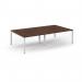 Connex Scalloped 2800 x 1600 x 725mm Back to Back Desk ( 4 x 1400mm ) - White Frame Walnut Top SCO2816-WH-W