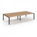 Connex Scalloped 3200 x 1600 x 725mm Back to Back Desk ( 4 x 1600mm ) - Black Frame / Beech Top SCO3216-K-B