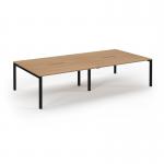 Connex Scalloped 3200 x 1600 x 725mm Back to Back Desk ( 4 x 1600mm ) - Black Frame Beech Top SCO3216-K-B