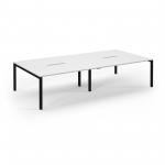 Connex Scalloped 3200 x 1600 x 725mm Back to Back Desk ( 4 x 1600mm ) - Black Frame / White Top SCO3216-K-WH