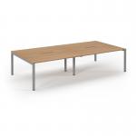 Connex Scalloped 3200 x 1600 x 725mm Back to Back Desk ( 4 x 1600mm ) - Silver Frame Beech Top SCO3216-S-B