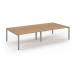 Connex Scalloped 3200 x 1600 x 725mm Back to Back Desk ( 4 x 1600mm ) - Silver Frame Beech Top SCO3216-S-B