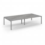 Connex Scalloped 3200 x 1600 x 725mm Back to Back Desk ( 4 x 1600mm ) - Silver Frame / Grey Oak Top SCO3216-S-GO