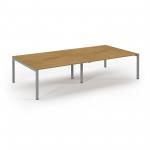 Connex Scalloped 3200 x 1600 x 725mm Back to Back Desk ( 4 x 1600mm ) - Silver Frame / Oak Top SCO3216-S-O