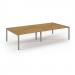 Connex Scalloped 3200 x 1600 x 725mm Back to Back Desk ( 4 x 1600mm ) - Silver Frame / Oak Top SCO3216-S-O