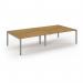 Connex Scalloped 3200 x 1600 x 725mm Back to Back Desk ( 4 x 1600mm ) - Silver Frame Oak Top SCO3216-S-O