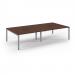 Connex Scalloped 3200 x 1600 x 725mm Back to Back Desk ( 4 x 1600mm ) - Silver Frame / Walnut Top SCO3216-S-W