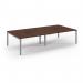Connex Scalloped 3200 x 1600 x 725mm Back to Back Desk ( 4 x 1600mm ) - Silver Frame Walnut Top SCO3216-S-W