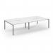 Connex Scalloped 3200 x 1600 x 725mm Back to Back Desk ( 4 x 1600mm ) - Silver Frame White Top SCO3216-S-WH