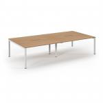 Connex Scalloped 3200 x 1600 x 725mm Back to Back Desk ( 4 x 1600mm ) - White Frame / Beech Top SCO3216-WH-B