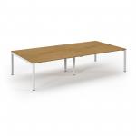 Connex Scalloped 3200 x 1600 x 725mm Back to Back Desk ( 4 x 1600mm ) - White Frame / Oak Top SCO3216-WH-O