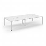 Connex Scalloped 3200 x 1600 x 725mm Back to Back Desk ( 4 x 1600mm ) - White Frame / White Top SCO3216-WH-WH