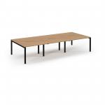 Connex Scalloped 3600 x 1600 x 725mm Back to Back Desk ( 6 x 1200mm ) - Black Frame / Beech Top SCO3616-K-B