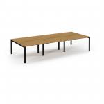 Connex Scalloped 3600 x 1600 x 725mm Back to Back Desk ( 6 x 1200mm ) - Black Frame / Oak Top SCO3616-K-O