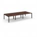 Connex Scalloped 3600 x 1600 x 725mm Back to Back Desk ( 6 x 1200mm ) - Black Frame Walnut Top SCO3616-K-W