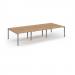 Connex Scalloped 3600 x 1600 x 725mm Back to Back Desk ( 6 x 1200mm ) - Silver Frame / Beech Top SCO3616-S-B