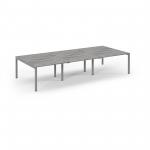 Connex Scalloped 3600 x 1600 x 725mm Back to Back Desk ( 6 x 1200mm ) - Silver Frame / Grey Oak Top SCO3616-S-GO