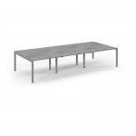 Connex Scalloped 3600 x 1600 x 725mm Back to Back Desk ( 6 x 1200mm ) - Silver Frame Grey Oak Top SCO3616-S-GO