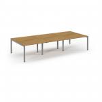 Connex Scalloped 3600 x 1600 x 725mm Back to Back Desk ( 6 x 1200mm ) - Silver Frame / Oak Top SCO3616-S-O