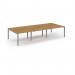 Connex Scalloped 3600 x 1600 x 725mm Back to Back Desk ( 6 x 1200mm ) - Silver Frame Oak Top SCO3616-S-O