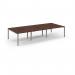 Connex Scalloped 3600 x 1600 x 725mm Back to Back Desk ( 6 x 1200mm ) - Silver Frame Walnut Top SCO3616-S-W
