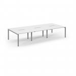 Connex Scalloped 3600 x 1600 x 725mm Back to Back Desk ( 6 x 1200mm ) - Silver Frame / White Top SCO3616-S-WH