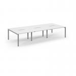 Connex Scalloped 3600 x 1600 x 725mm Back to Back Desk ( 6 x 1200mm ) - Silver Frame White Top SCO3616-S-WH
