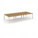 Connex Scalloped 3600 x 1600 x 725mm Back to Back Desk ( 6 x 1200mm ) - White Frame / Oak Top SCO3616-WH-O