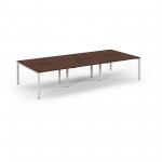 Connex Scalloped 3600 x 1600 x 725mm Back to Back Desk ( 6 x 1200mm ) - White Frame / Walnut Top SCO3616-WH-W