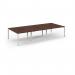 Connex Scalloped 3600 x 1600 x 725mm Back to Back Desk ( 6 x 1200mm ) - White Frame Walnut Top SCO3616-WH-W